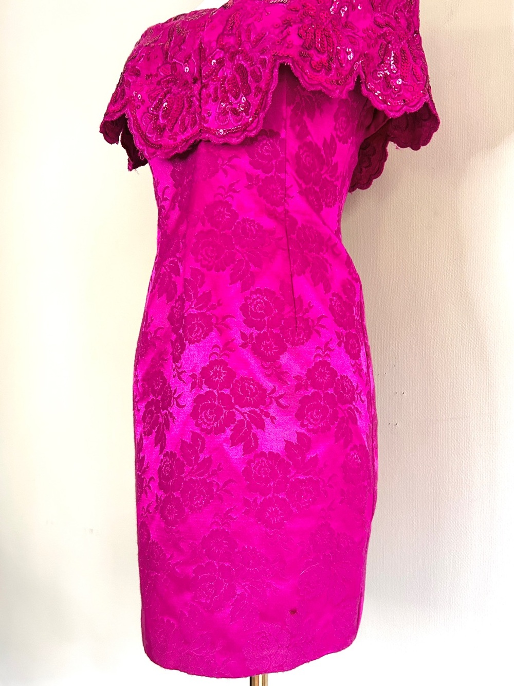 Vintage Jessica McClintock Gunne Sax 90s Barbie Fuchsia Sequin Party Dress ~ XXS - Picture 16 of 16